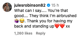 jules robinson comment backlash pregnancy photoshoot